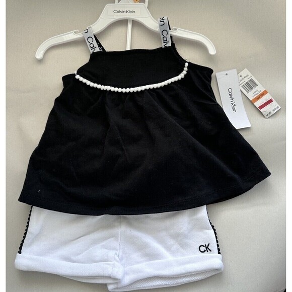 Calvin Klein Baby Girls Tank & Shorts 2-Piece Set Deep Black Size 12M - Picture 2 of 8